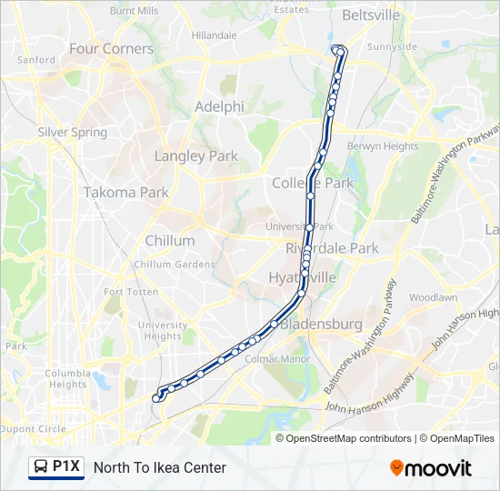 P1X Bus Line Map