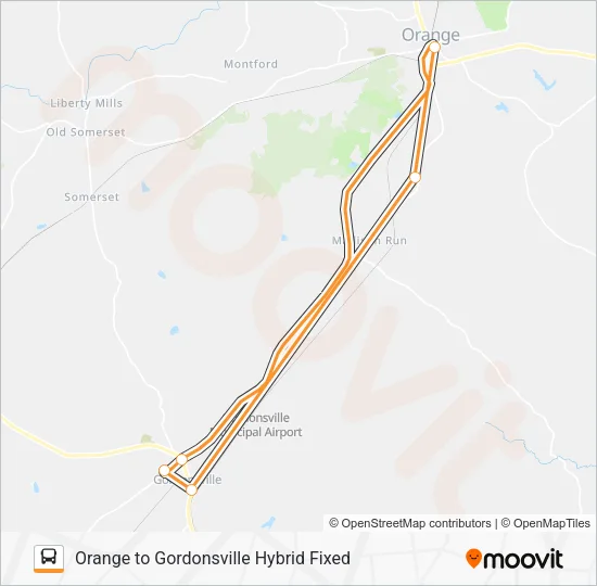 ORANGE TO GORDONSVILLE HYBRID FIXED Bus Line Map