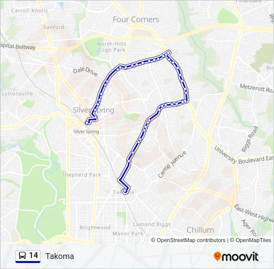 14 Bus Line Map