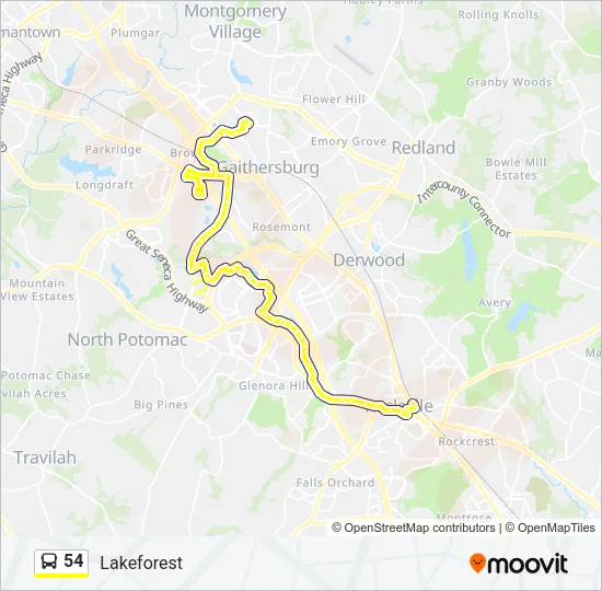 54 Bus Line Map
