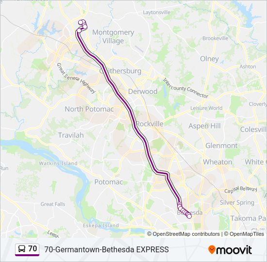 70 Bus Line Map