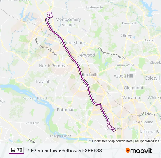 70 Bus Line Map