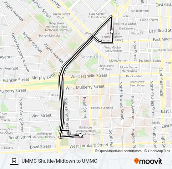 UMMC SHUTTLE Bus Line Map