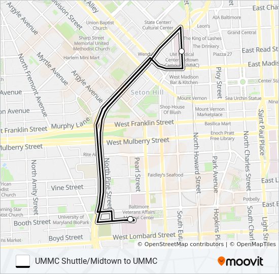 Mapa de UMMC SHUTTLE de autobús