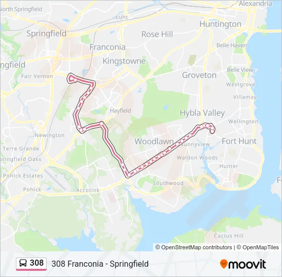 308 Bus Line Map