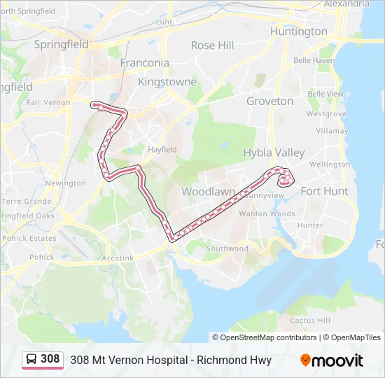 308 Bus Line Map