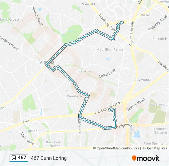 467 Bus Line Map