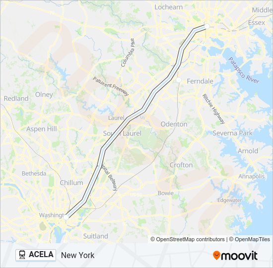 ACELA Train Line Map