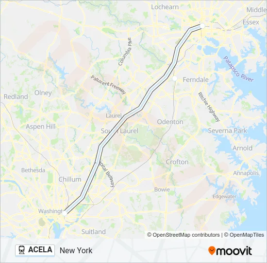 ACELA Train Line Map