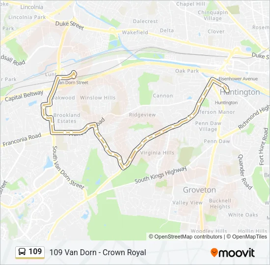 109 Bus Line Map
