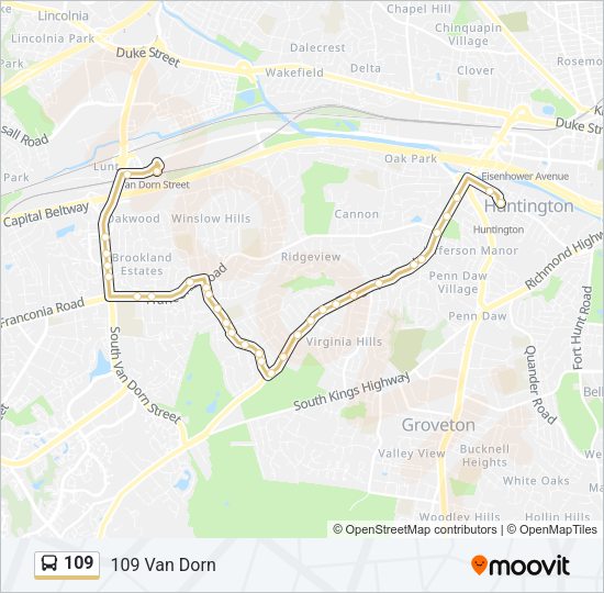 109 Bus Line Map