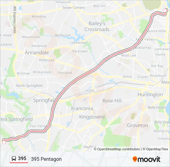 395 Bus Line Map