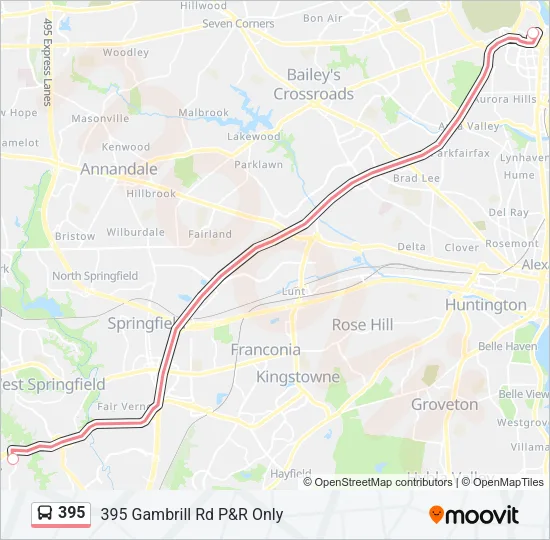 395 Bus Line Map