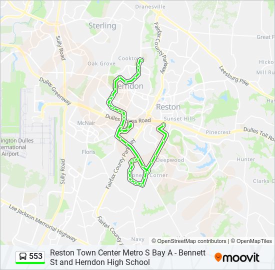 Mapa de 553 de autobús