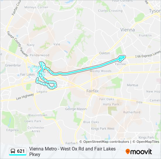 621 Bus Line Map