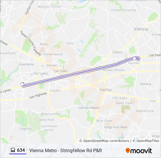 634 bus Line Map