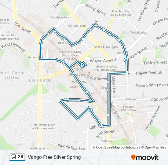 28 Bus Line Map