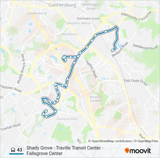 43 Bus Line Map