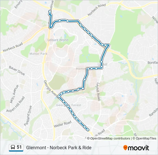 51 Bus Line Map