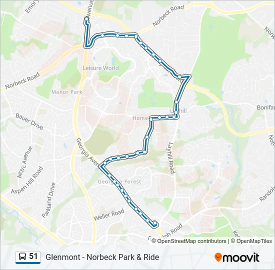 51 Bus Line Map