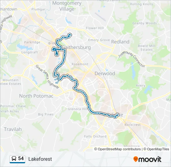 54 Bus Line Map