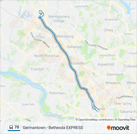 70 Bus Line Map
