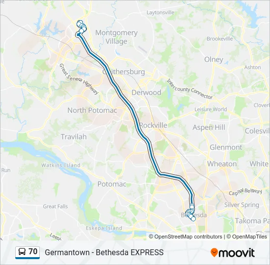 70 Bus Line Map