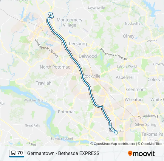 70 Bus Line Map
