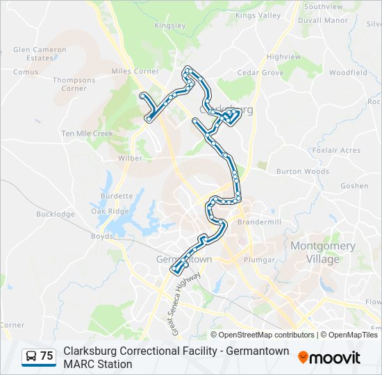 75 Bus Line Map
