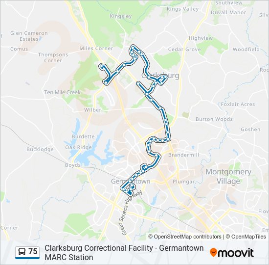 75 Bus Line Map