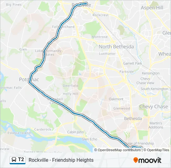 T2 Bus Line Map