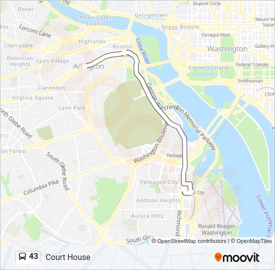 43 Bus Line Map