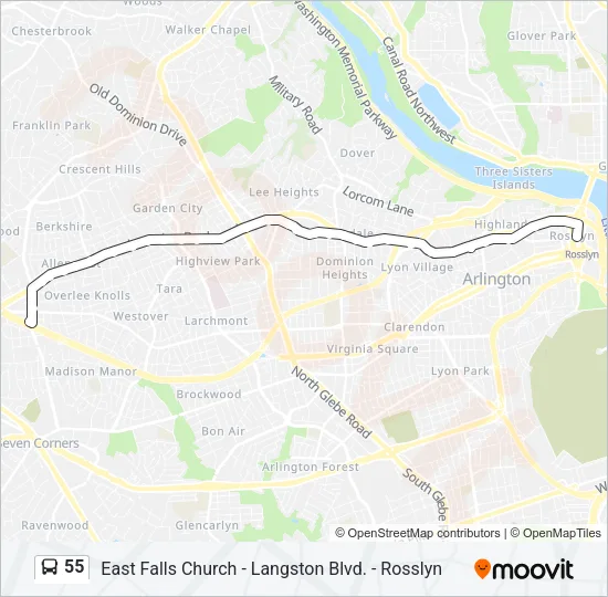 55 Bus Line Map