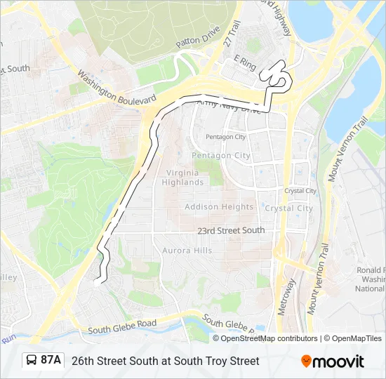 87A Bus Line Map