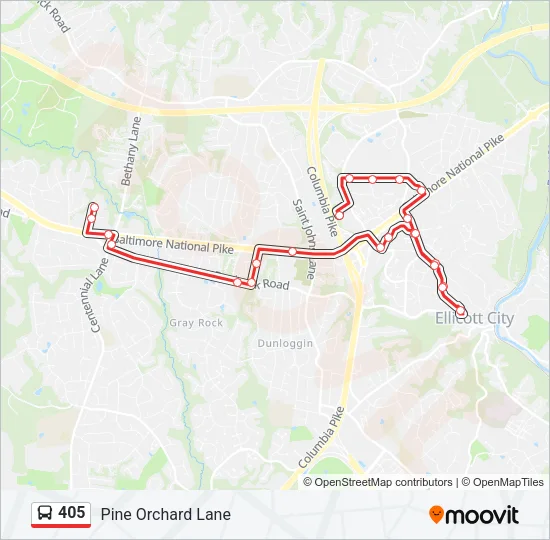 405 Bus Line Map