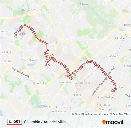 501 Bus Line Map