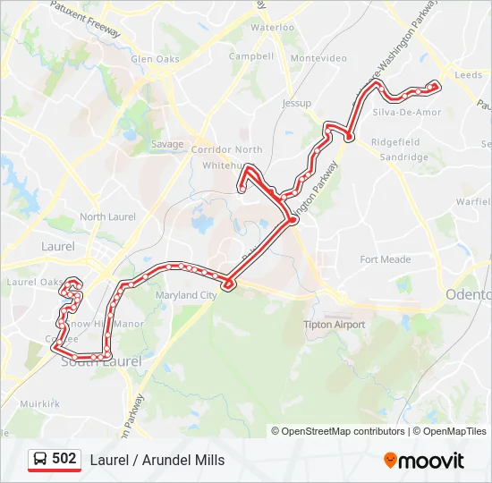 502 Bus Line Map