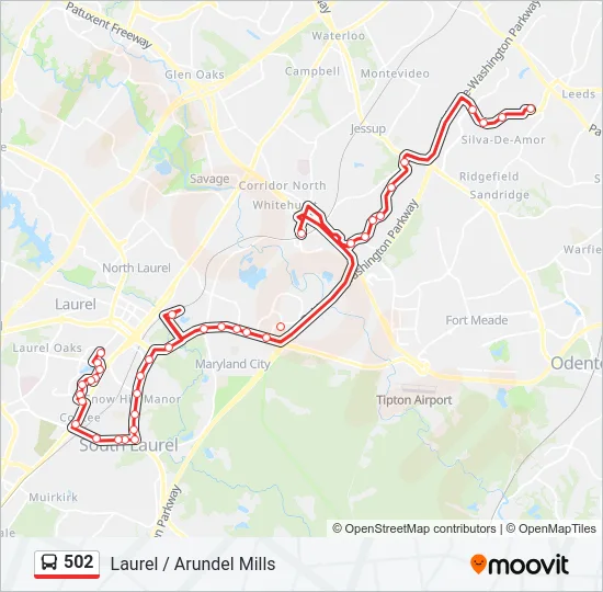 502 Bus Line Map