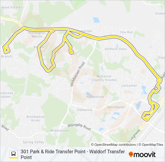 301 PARK & RIDE TRANSFER POINT - WALDORF TRANSFER POINT Bus Line Map