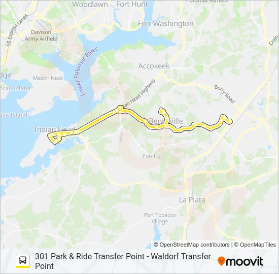 301 PARK & RIDE TRANSFER POINT - WALDORF TRANSFER POINT Bus Line Map