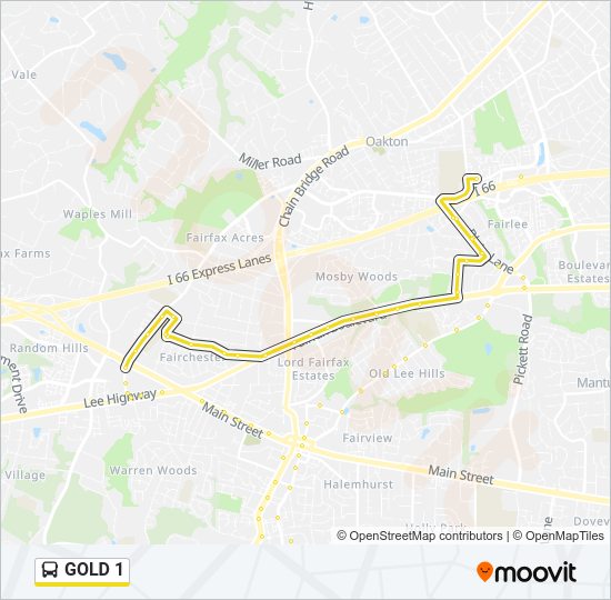 GOLD 1 Bus Line Map
