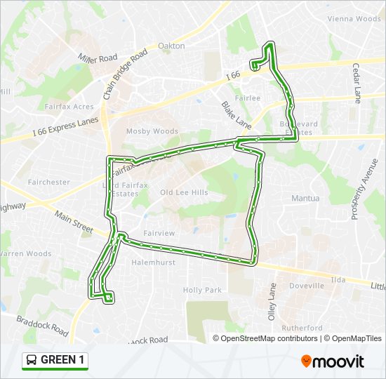 GREEN 1 bus Line Map