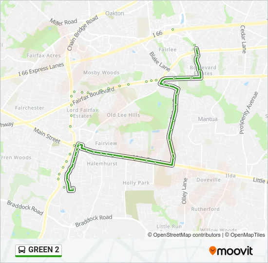GREEN 2 Bus Line Map