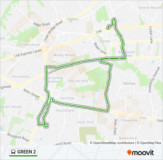 GREEN 2 bus Line Map