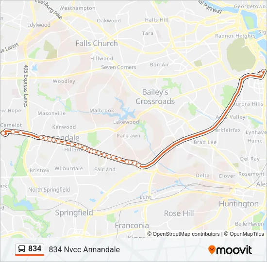834 Bus Line Map