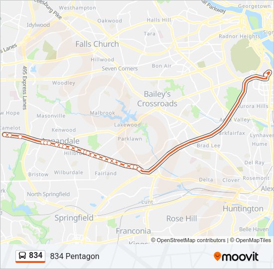 834 Bus Line Map