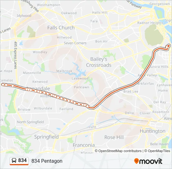 834 Bus Line Map
