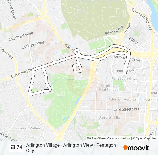 74 Bus Line Map
