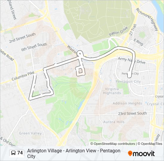 74 Bus Line Map