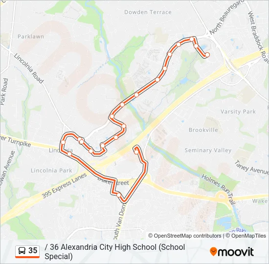 35 Bus Line Map